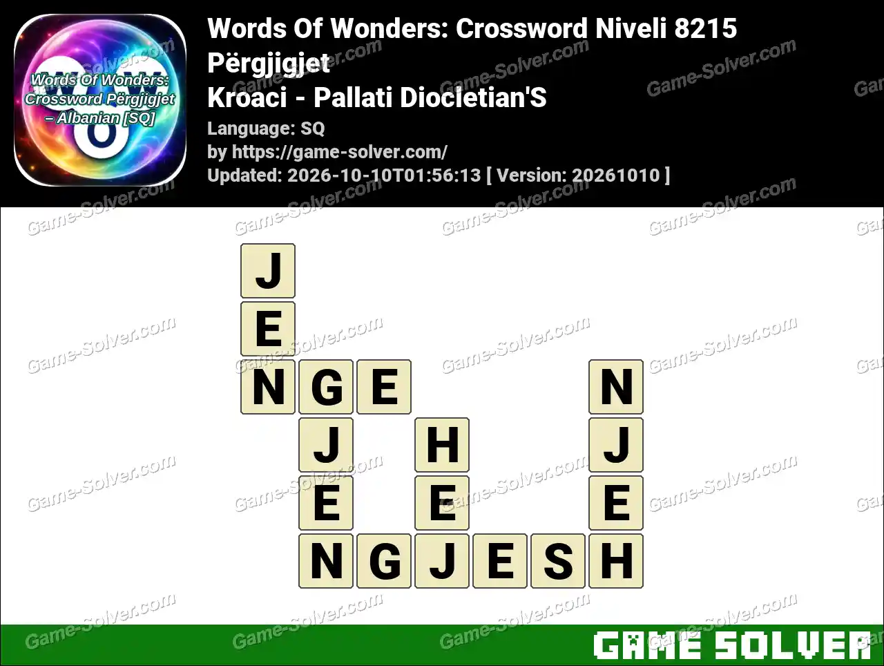 Words Of Wonders: Crossword Niveli 8215 Përgjigjet – Kroaci – Pallati Diocletian’S